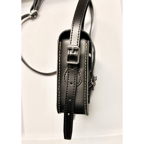 Dr Martens Black Leather Bag Buckle Crossbody Biker Womans Unused 8x5" Saddle - Picture 3 of 8